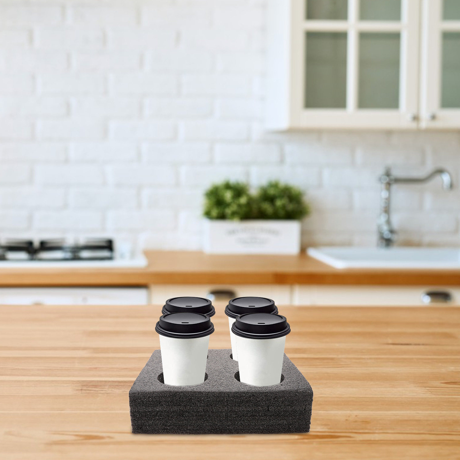 Coffee Tea Cups - Bandeja Portavasos Multiusos para 4 Bebidas,
