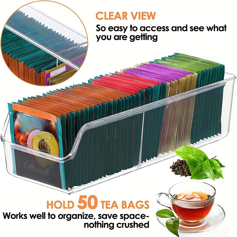 Coffee Tea Sugar Container Set - Caja organizadora transparente para bolsitas de