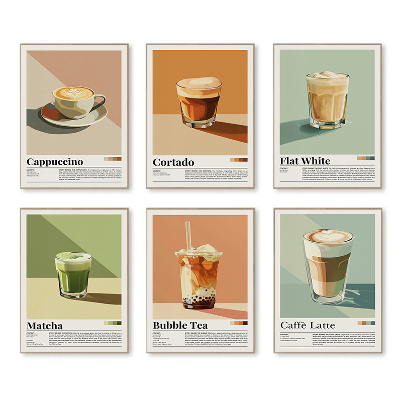 Coffee Tea Picture - Pósteres Vintage de bebidas y café,
