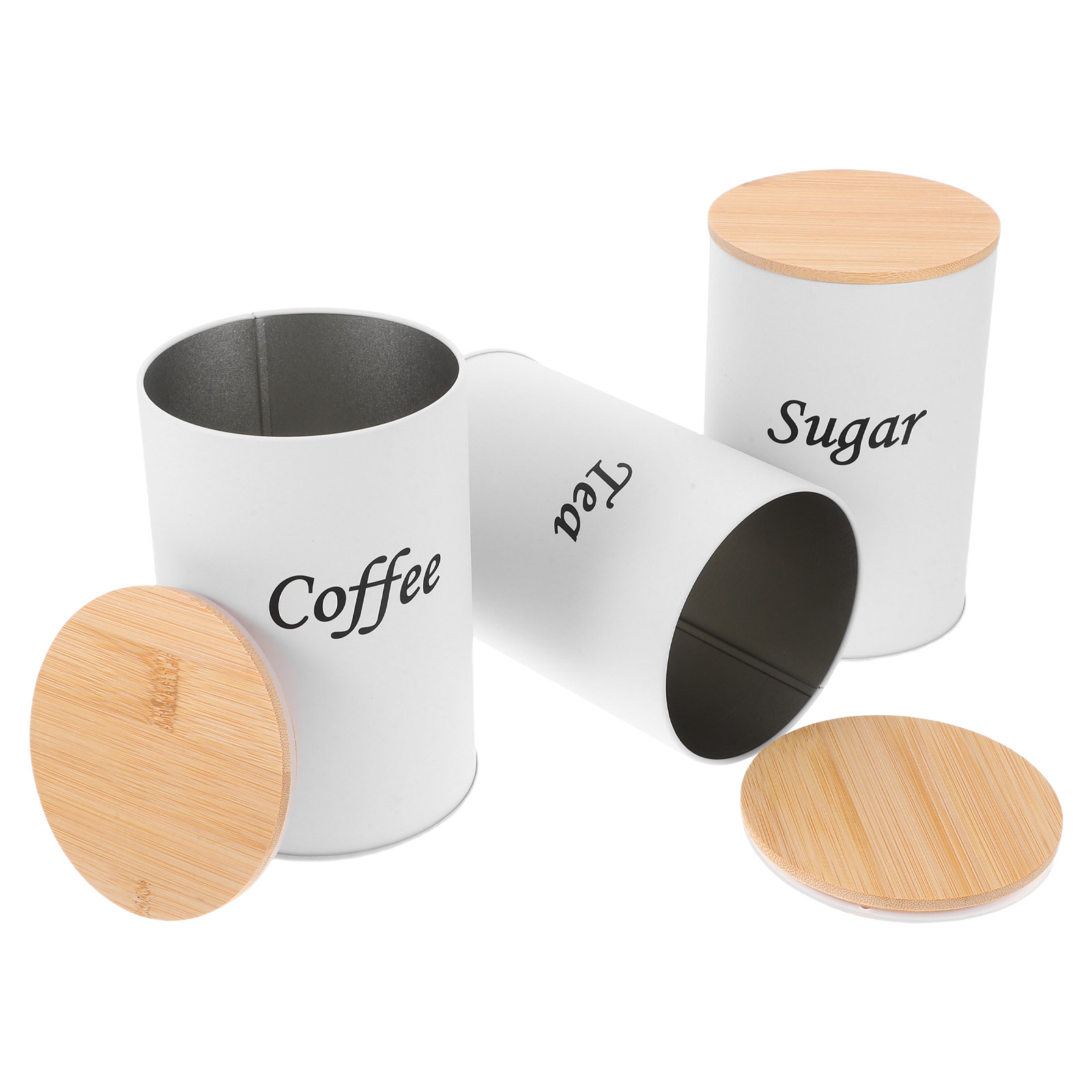 Canister Coffee Sugar Tea - Juego de 3 Recipientes Herméticos Redondos