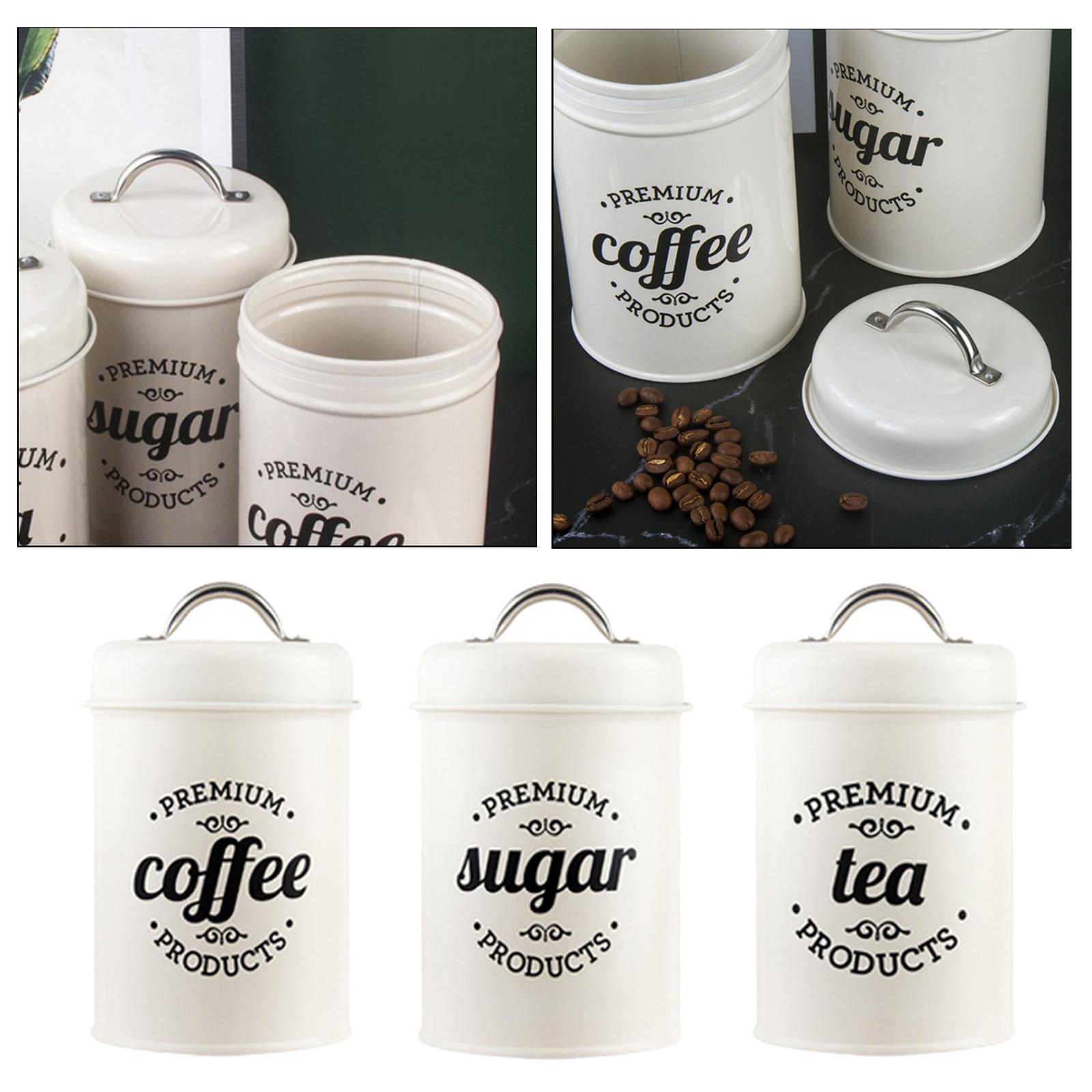 Coffee Tea And Sugar Canister Set - Recipientes Metálicos Herméticos para Almacenamiento de