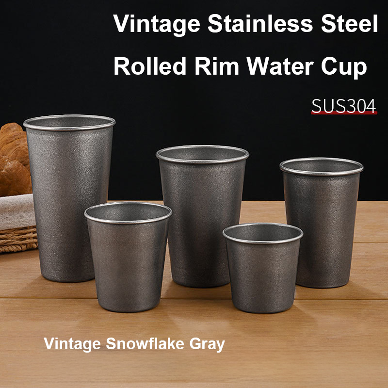 Coffee Tea Tumbler - Vasos de Acero Inoxidable Plateados Retro,