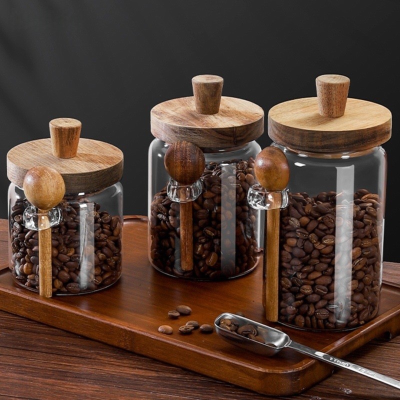 Coffee Tea And Sugar Canister Set - Juego de 3 recipientes de vidrio