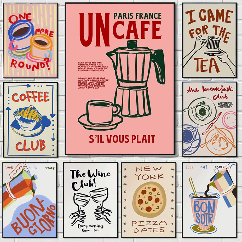 Coffee Tea Picture - Póster Retro de Cafetería, Taza de