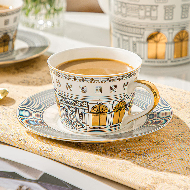 Coffee Tea Mix - Taza arquitectónica y platillo, taza de