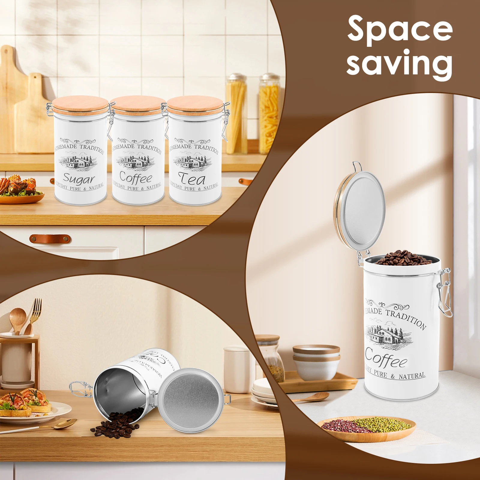 3 unids/set de botes de azúcar - Canister Coffee Sugar Tea reseña y precio