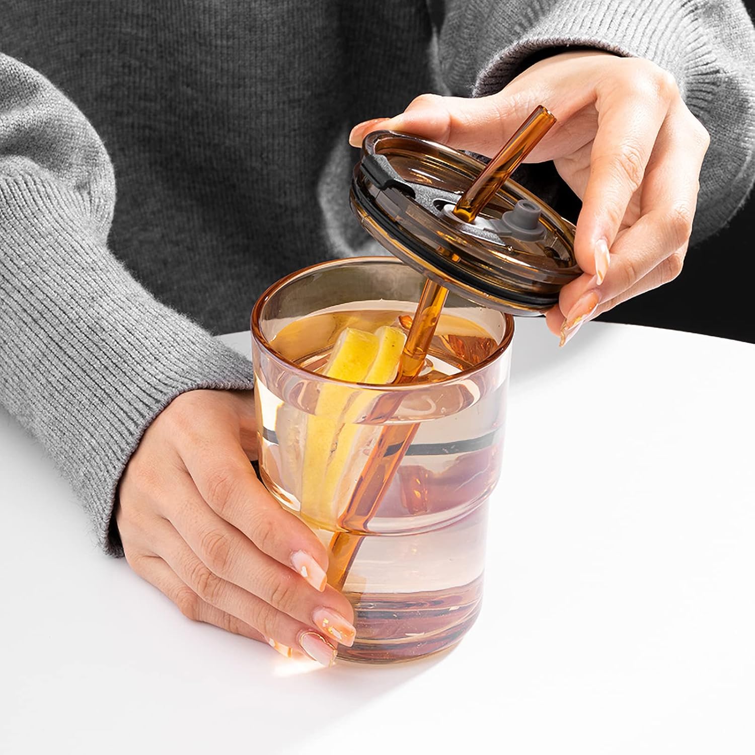Vaso de vidrio de 400 ml (13 o - Coffee Tea Tumbler reseña y precio