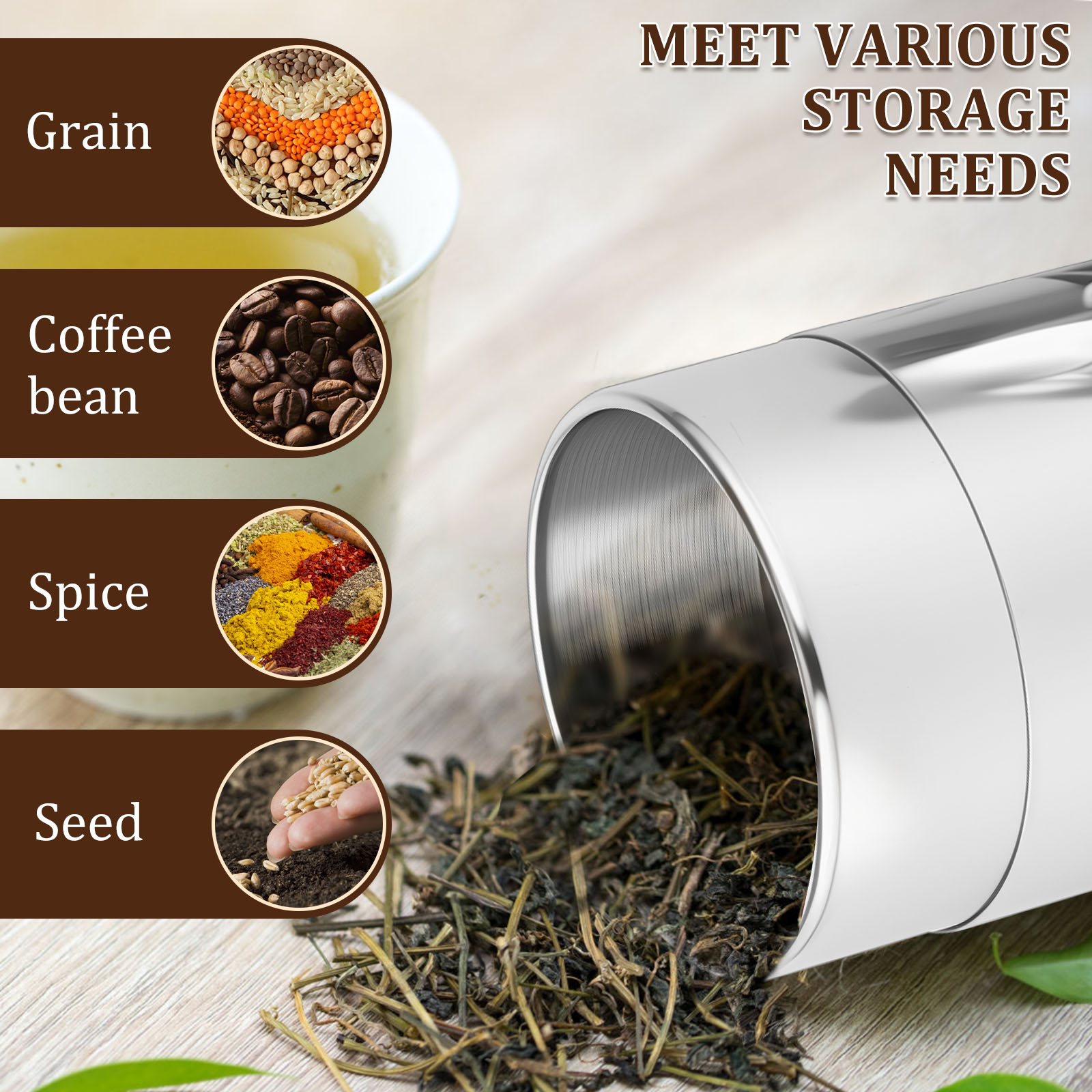 Latas de hojas de té de acero  - Canister Coffee Sugar Tea reseña y precio