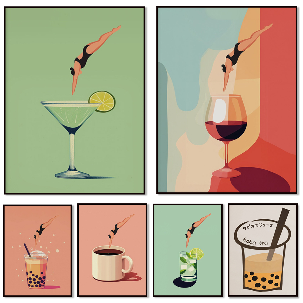 Arte de pared de vino, gin and - Coffee Tea Picture reseña y precio