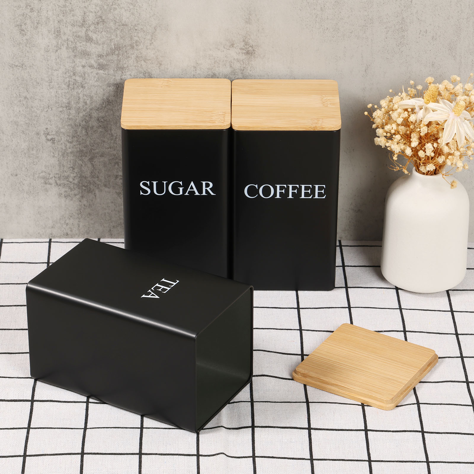 Tarro de almacenamiento de gra - Coffee Tea Sugar Container Set reseña y precio