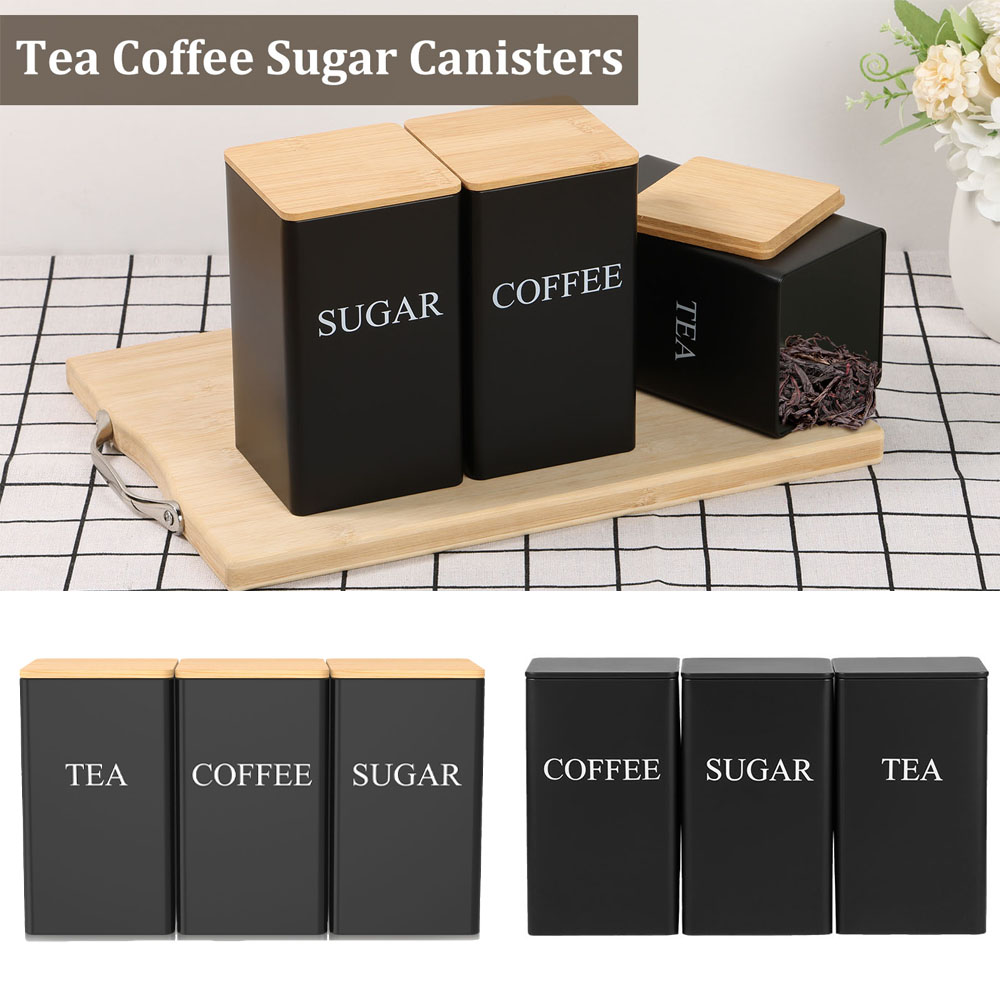 Tarro de almacenamiento de gra - Coffee Tea Sugar Container Set reseña y precio