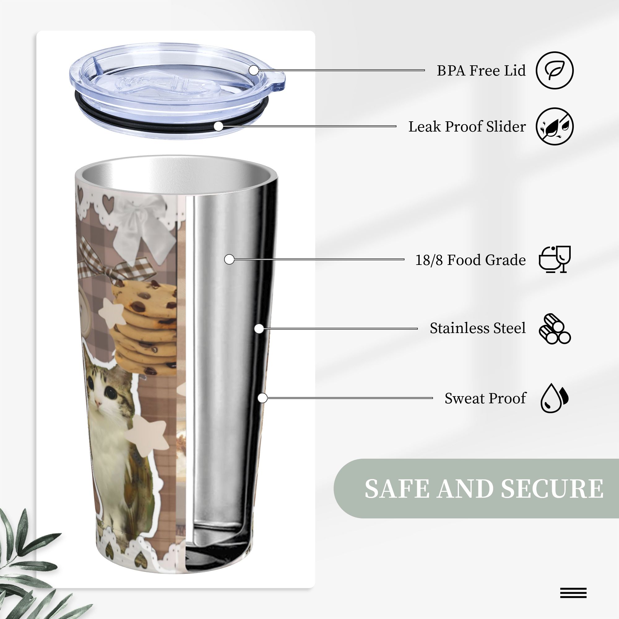 Vaso Térmico con Diseño de Gat - Coffee Tea Tumbler reseña y precio